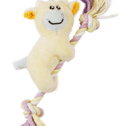 Pet Life 'Broom-Lick' Plush and Jute Rope Squeaking Newborn Cat and Dog Toy