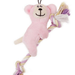 Pet Life 'Broom-Lick' Plush and Jute Rope Squeaking Newborn Cat and Dog Toy